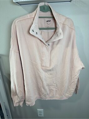 Aerie Soft Blush Pink Waffle Snap Pullover